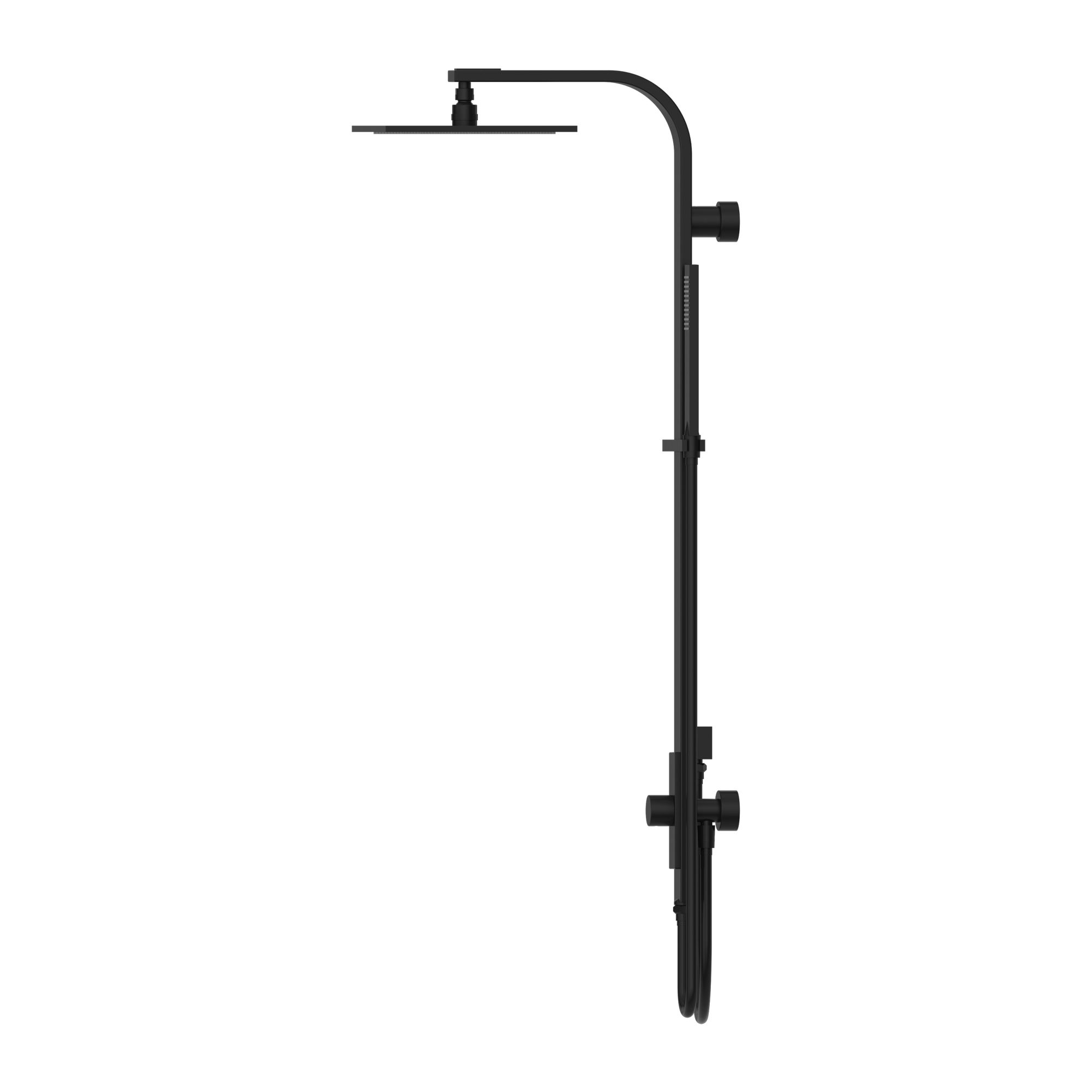 Astra Rain Square Twin Shower Double Hose Matte Black