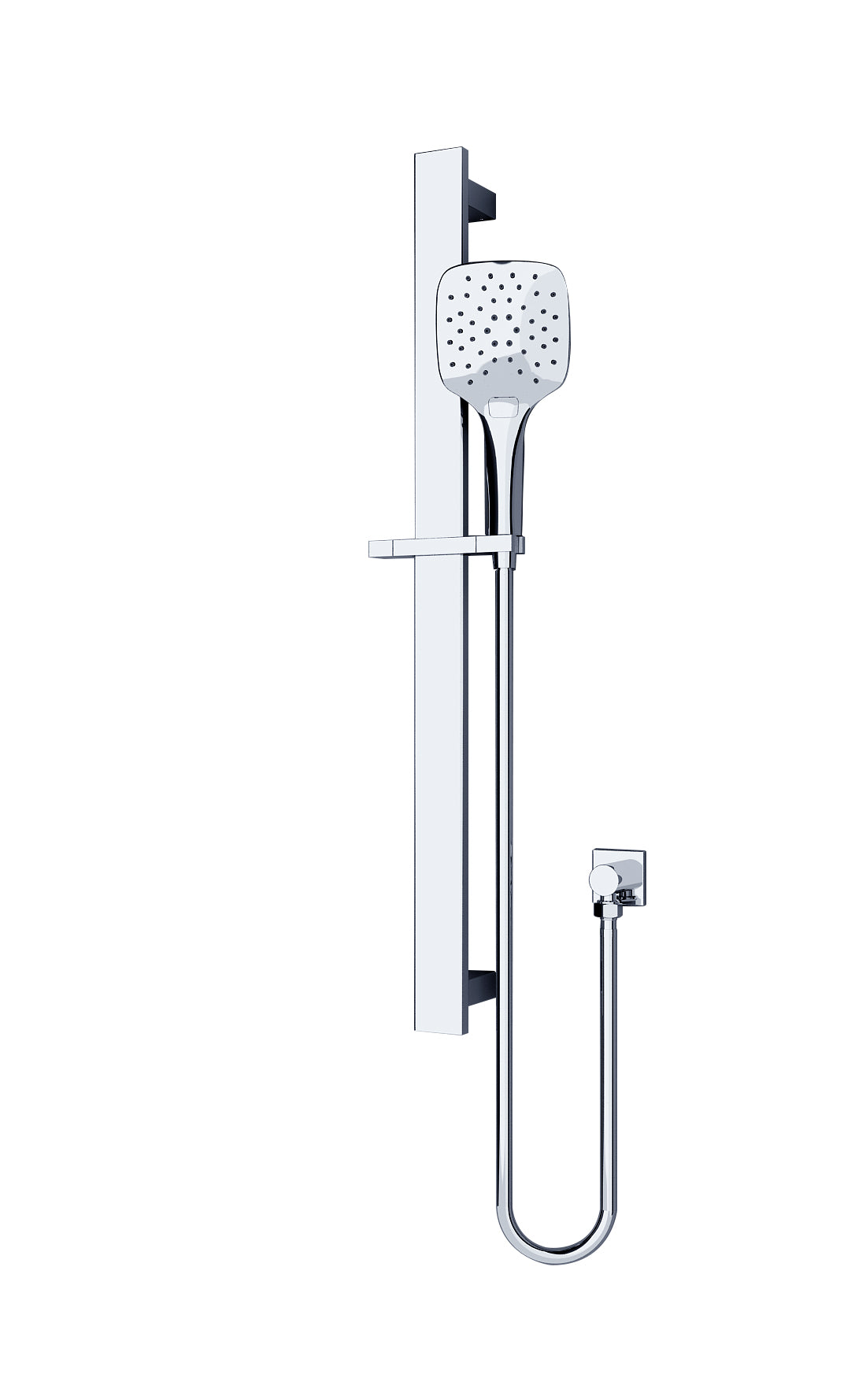 Rain Square 3 Function Shower Rail Chrome