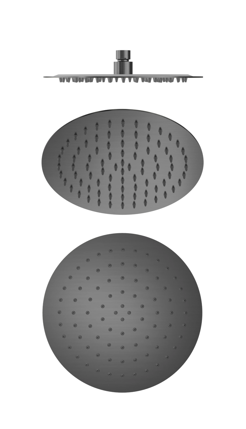 250mm Round Stainless Steel Shower Head 4 Star Rating Gun Metal