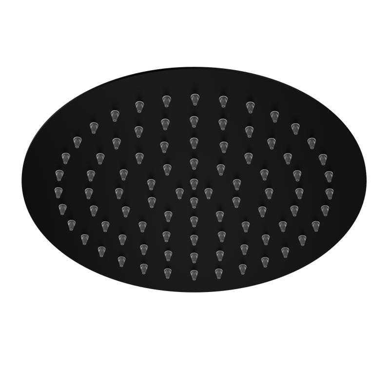250mm Round Stainless Steel Shower Head 4 Star Rating Matte Black