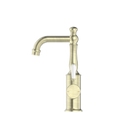 York Basin Mixer With White Porcelain Lever Aged Brass