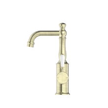 York Basin Mixer With White Porcelain Lever Aged Brass