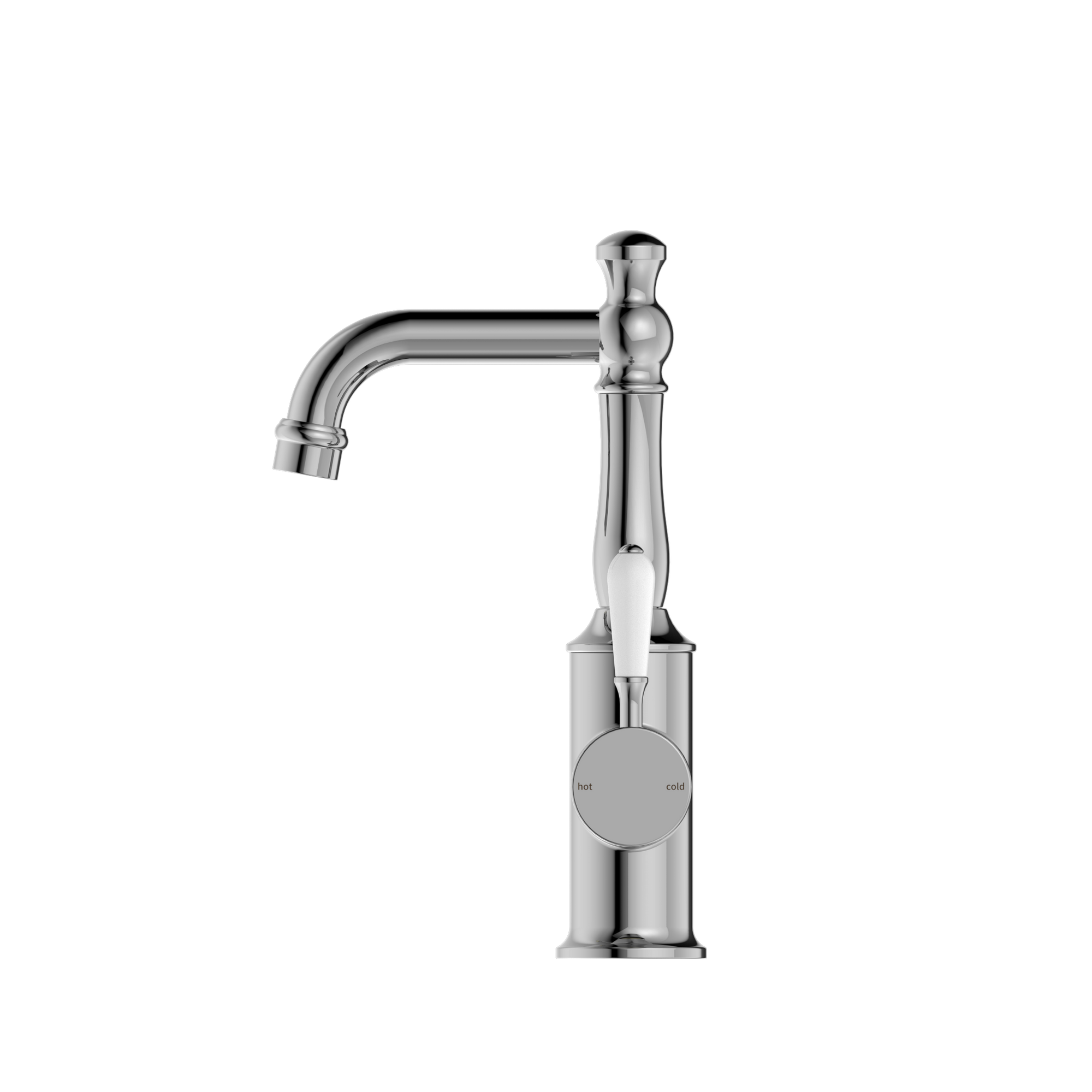 York Basin Mixer With White Porcelain Lever Chrome