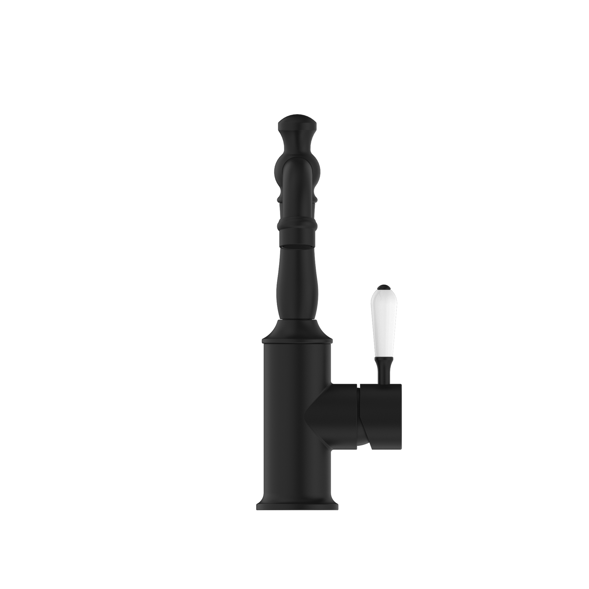 York Basin Mixer With White Porcelain Lever Matte Black