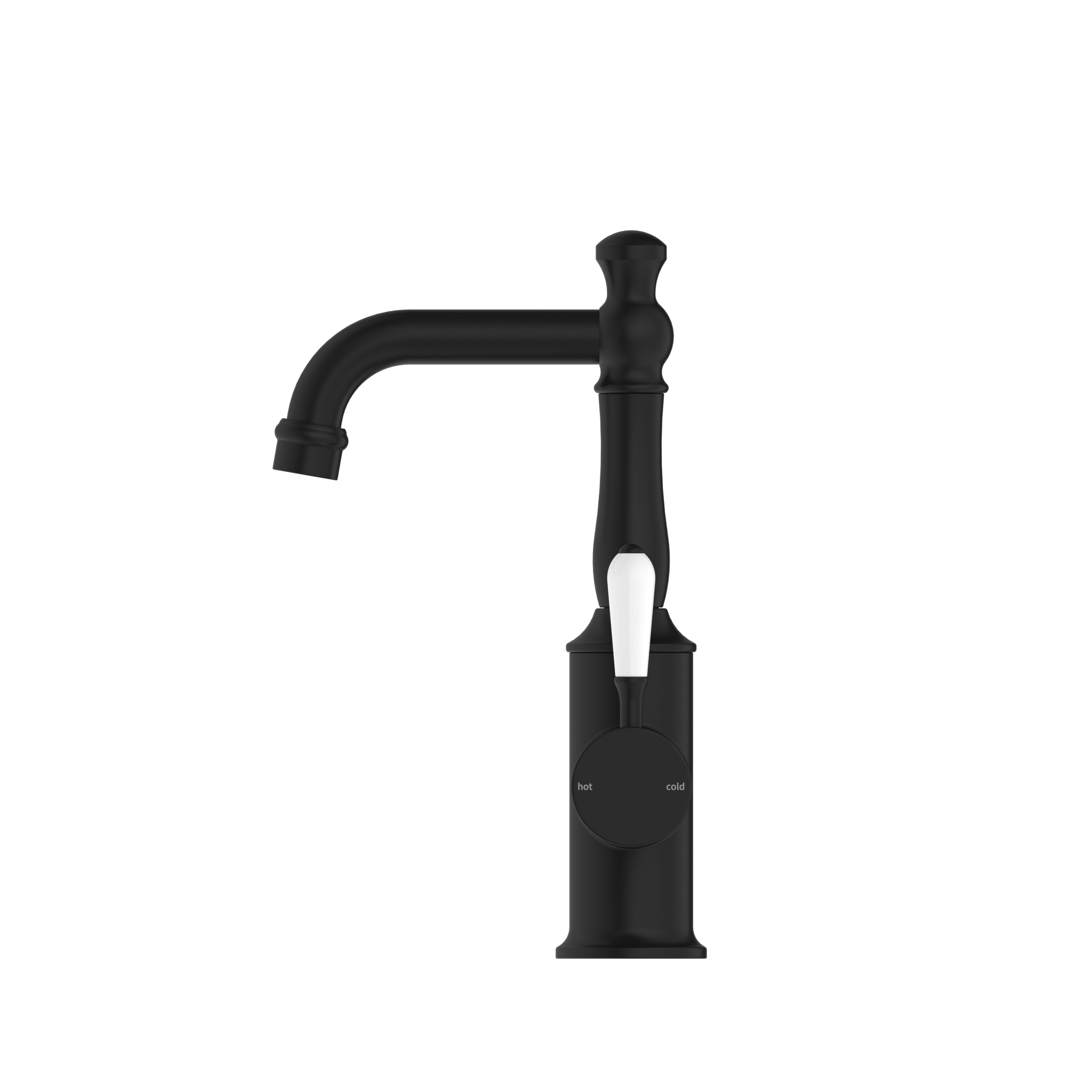 York Basin Mixer With White Porcelain Lever Matte Black