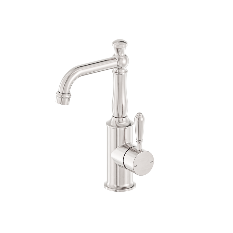 York Basin Mixer With Metal Lever Brushed Nickel