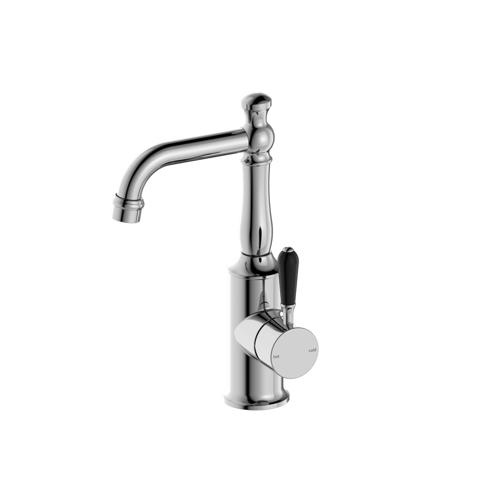 York Basin Mixer With Black Porcelain Lever Chrome