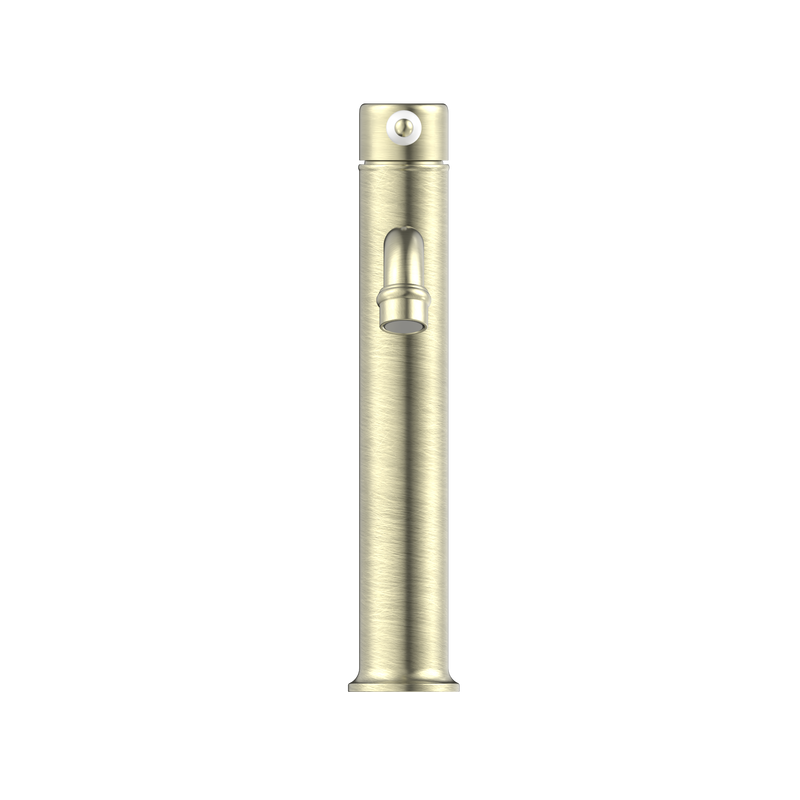 York Straight Tall Basin Mixer With White Porcelain Lever Aged Brass
