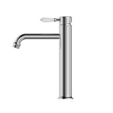 York Straight Tall Basin Mixer With White Porcelain Lever Chrome