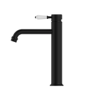 York Straight Tall Basin Mixer With White Porcelain Lever Matte Black