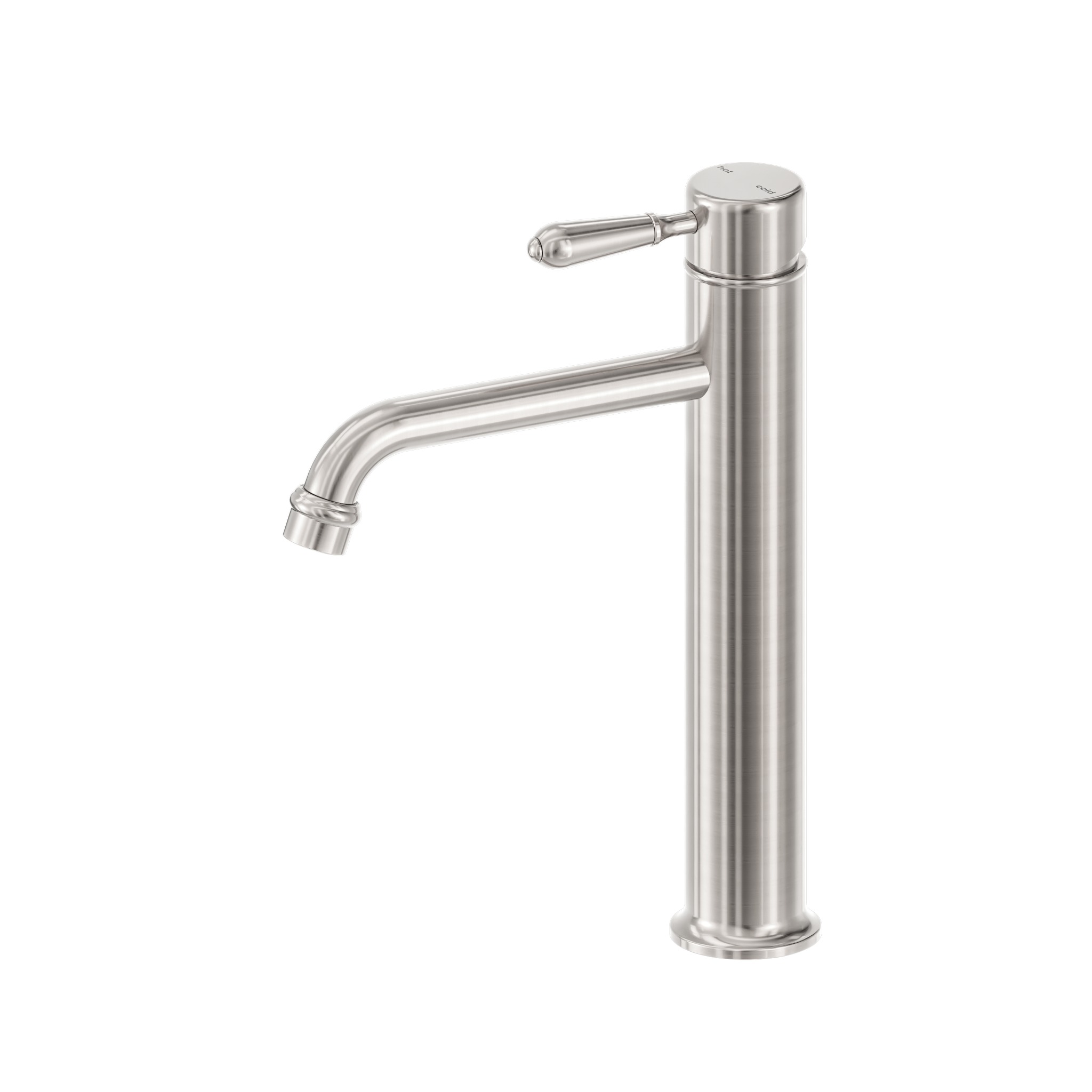 York Straight Tall Basin Mixer With Metal Lever Brushed Nickel