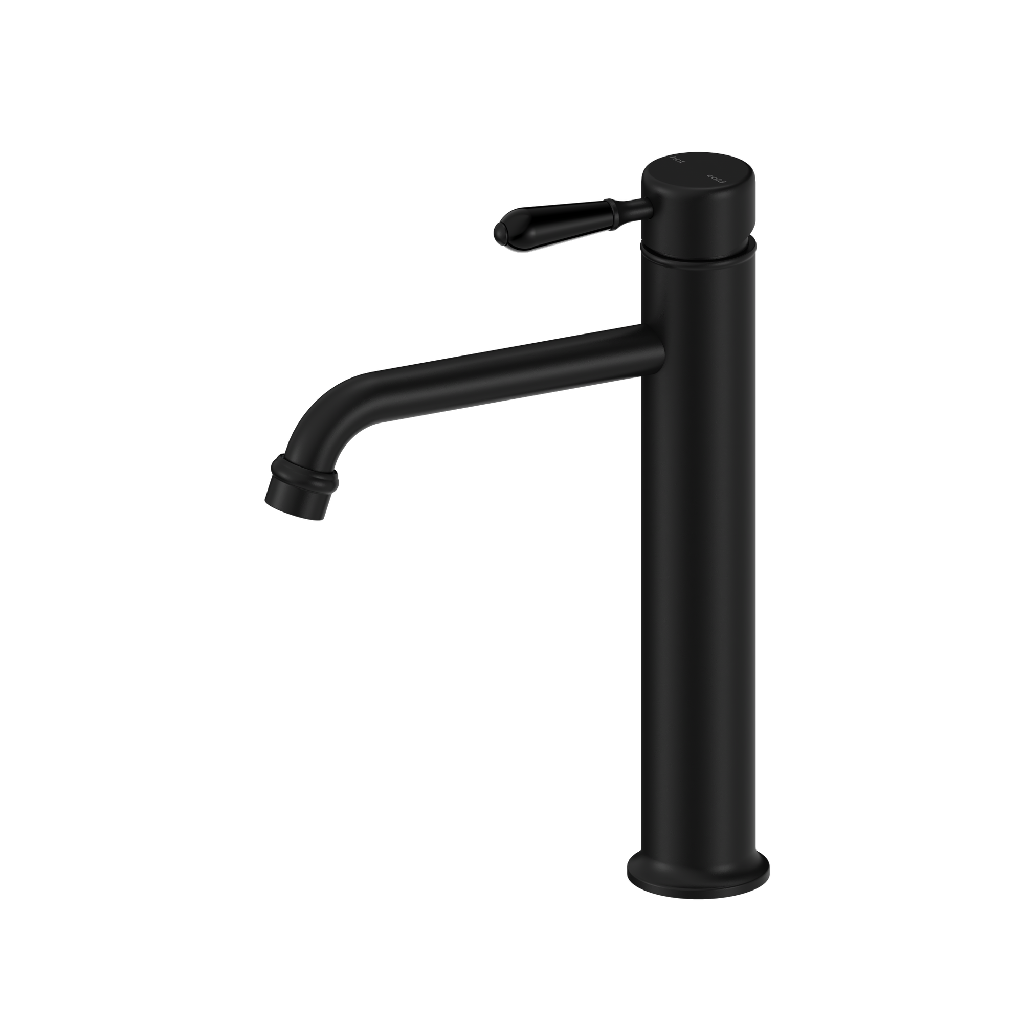York Straight Tall Basin Mixer With Metal Lever Matte Black