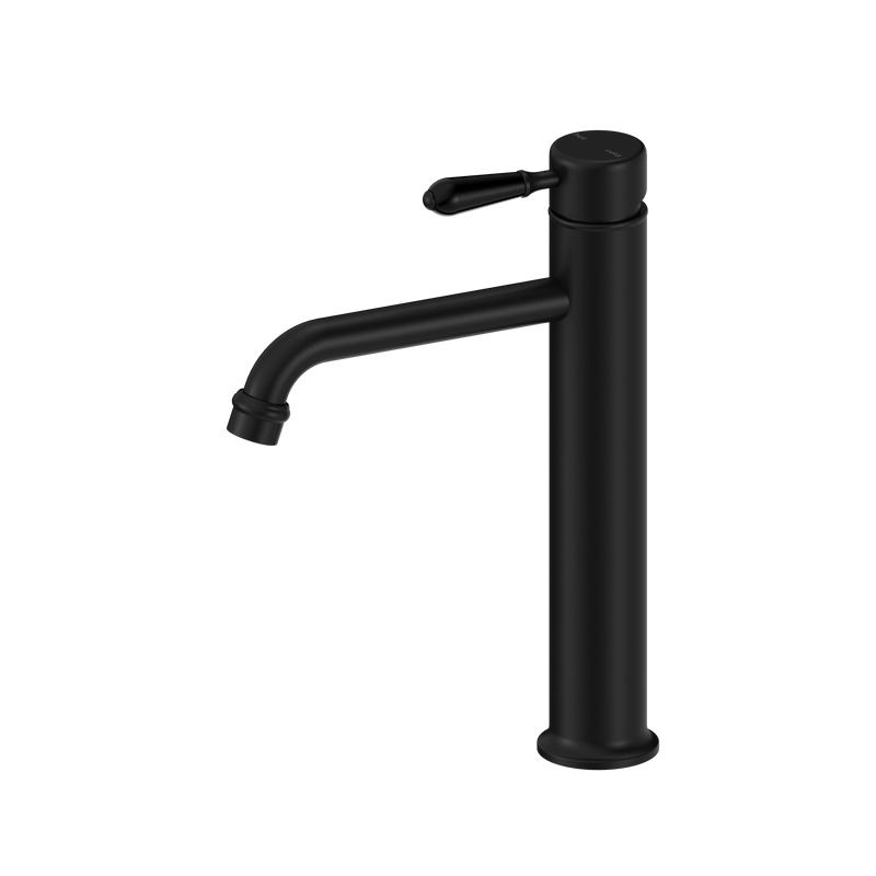 York Straight Tall Basin Mixer With Metal Lever Matte Black