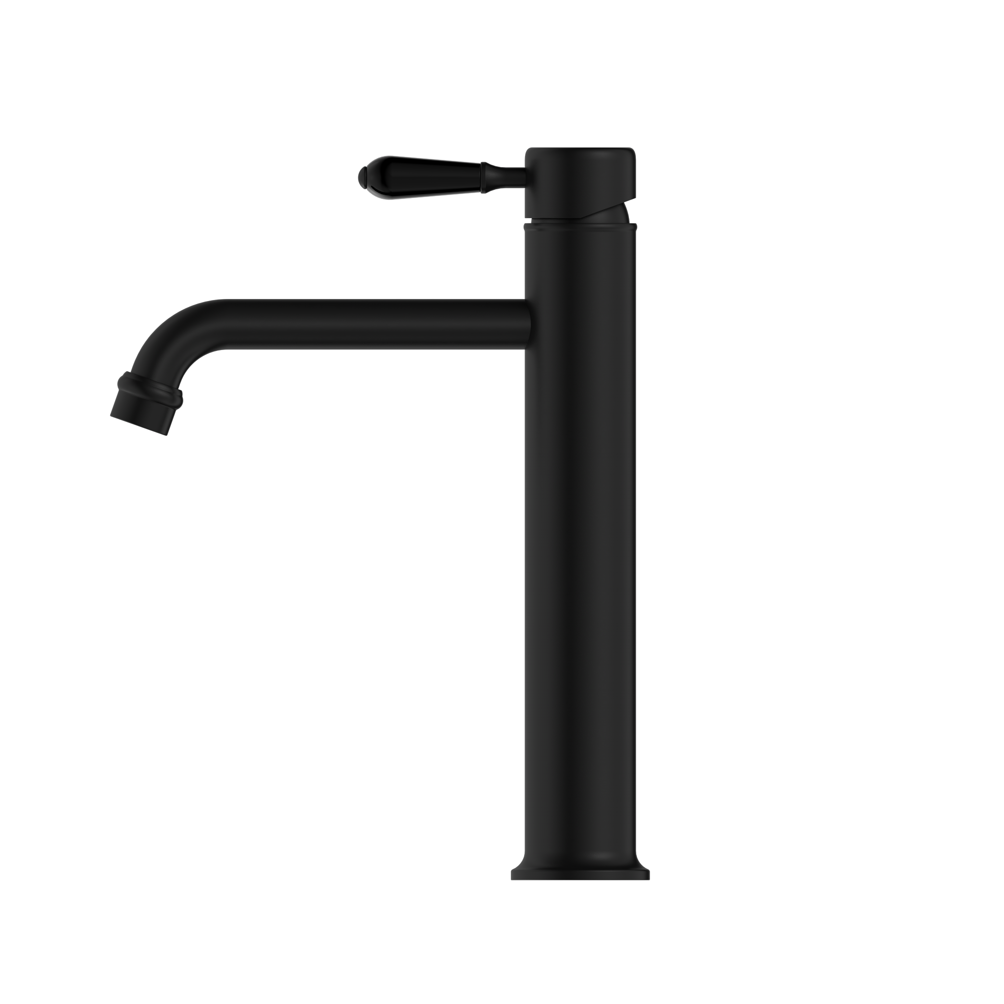 York Straight Tall Basin Mixer With Metal Lever Matte Black