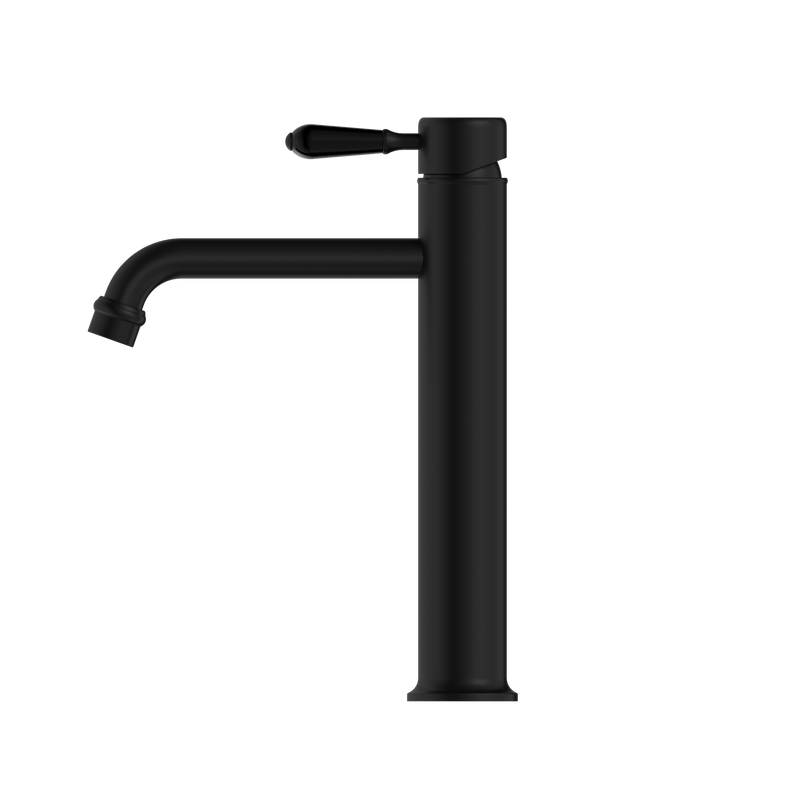 York Straight Tall Basin Mixer With Metal Lever Matte Black
