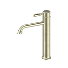 York Straight Tall Basin Mixer With Metal Lever Aged Brass