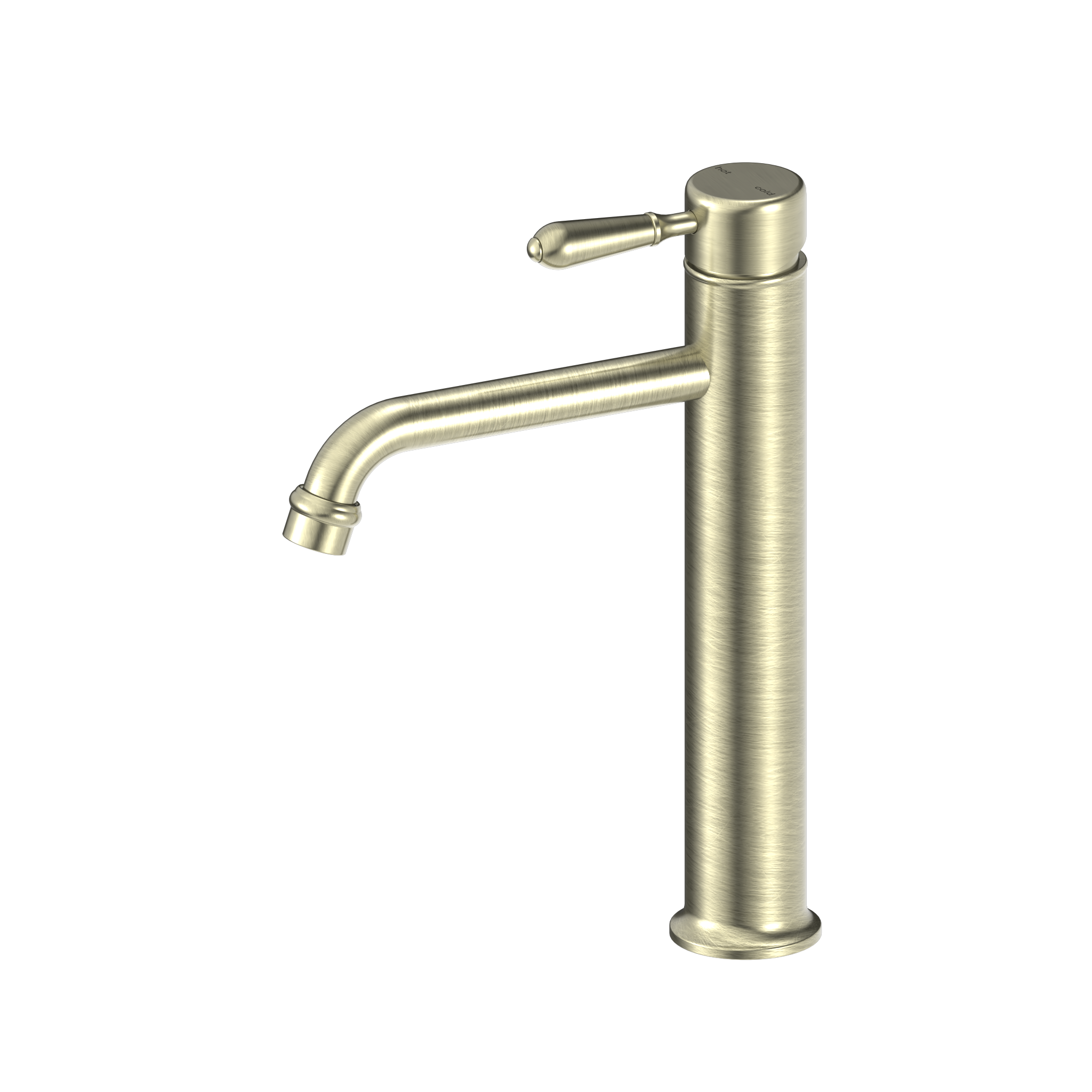 York Straight Tall Basin Mixer With Metal Lever Aged Brass