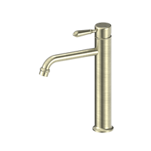 York Straight Tall Basin Mixer With Metal Lever Aged Brass