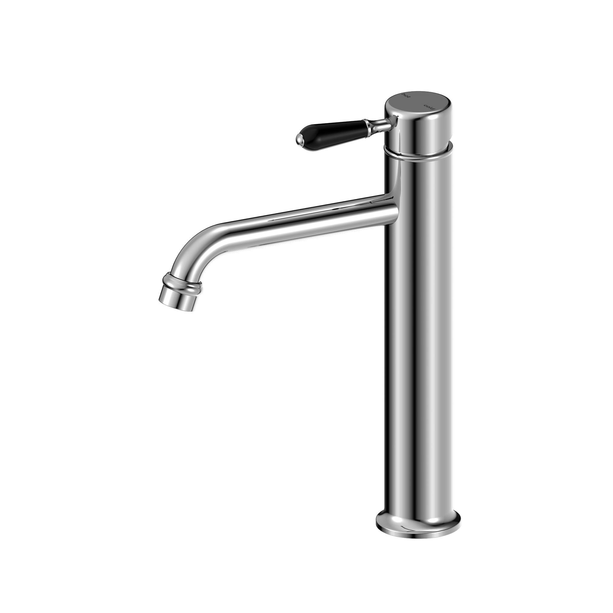 York Straight Tall Basin Mixer With Black Porcelain Lever Chrome
