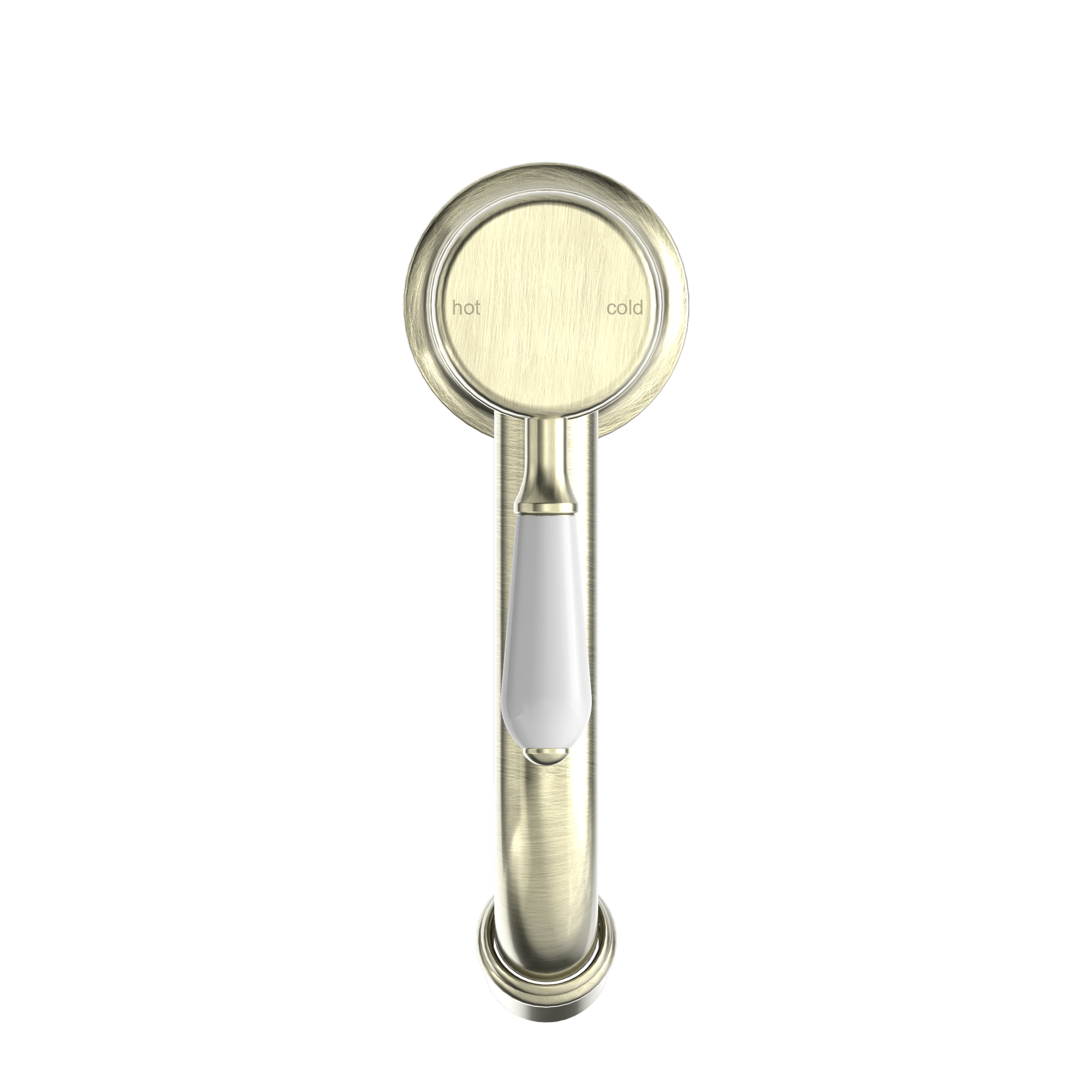 York Straight Basin Mixer With White Porcelain Lever Aged Brass