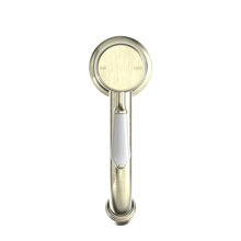 York Straight Basin Mixer With White Porcelain Lever Aged Brass