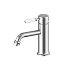York Straight Basin Mixer With White Porcelain Lever Chrome
