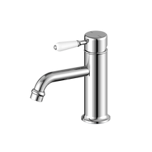 York Straight Basin Mixer With White Porcelain Lever Chrome