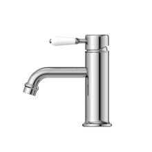 York Straight Basin Mixer With White Porcelain Lever Chrome