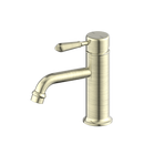 York Straight Basin Mixer With Metal Lever Aged Brass