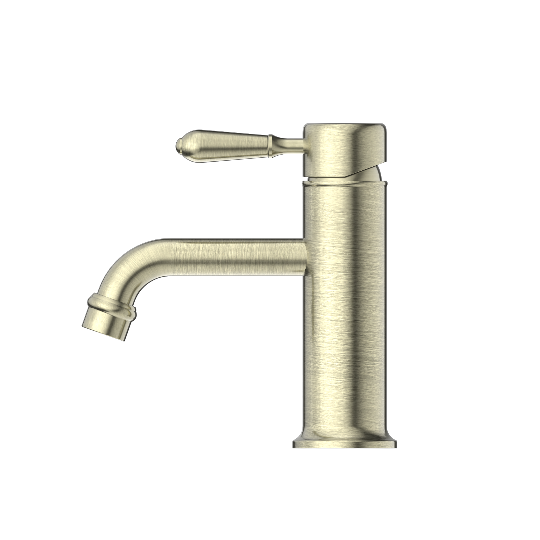 York Straight Basin Mixer With Metal Lever Aged Brass