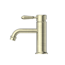 York Straight Basin Mixer With Metal Lever Aged Brass