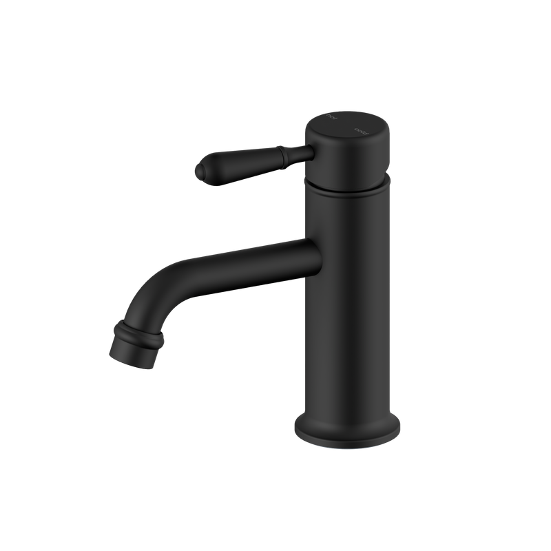 York Straight Basin Mixer With Metal Lever Matte Black