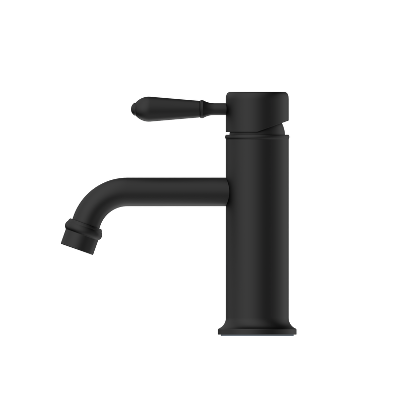 York Straight Basin Mixer With Metal Lever Matte Black