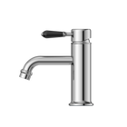 York Straight Basin Mixer With Black Porcelain Lever Chrome