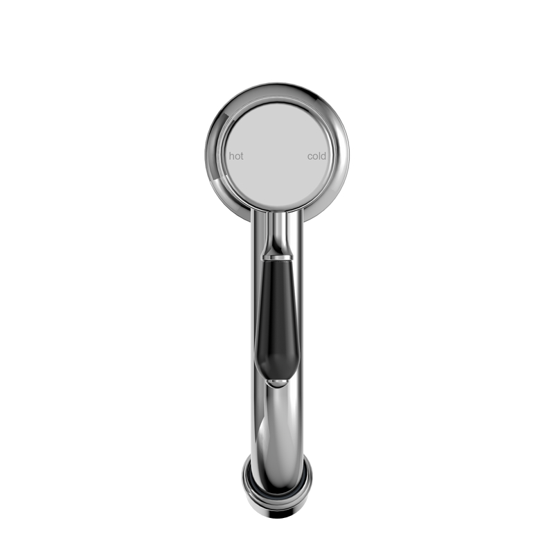 York Straight Basin Mixer With Black Porcelain Lever Chrome