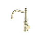 York Basin Mixer Hook Spout With White Porcelain Lever Aged Brass