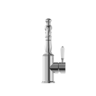 York Basin Mixer Hook Spout With White Porcelain Lever Chrome