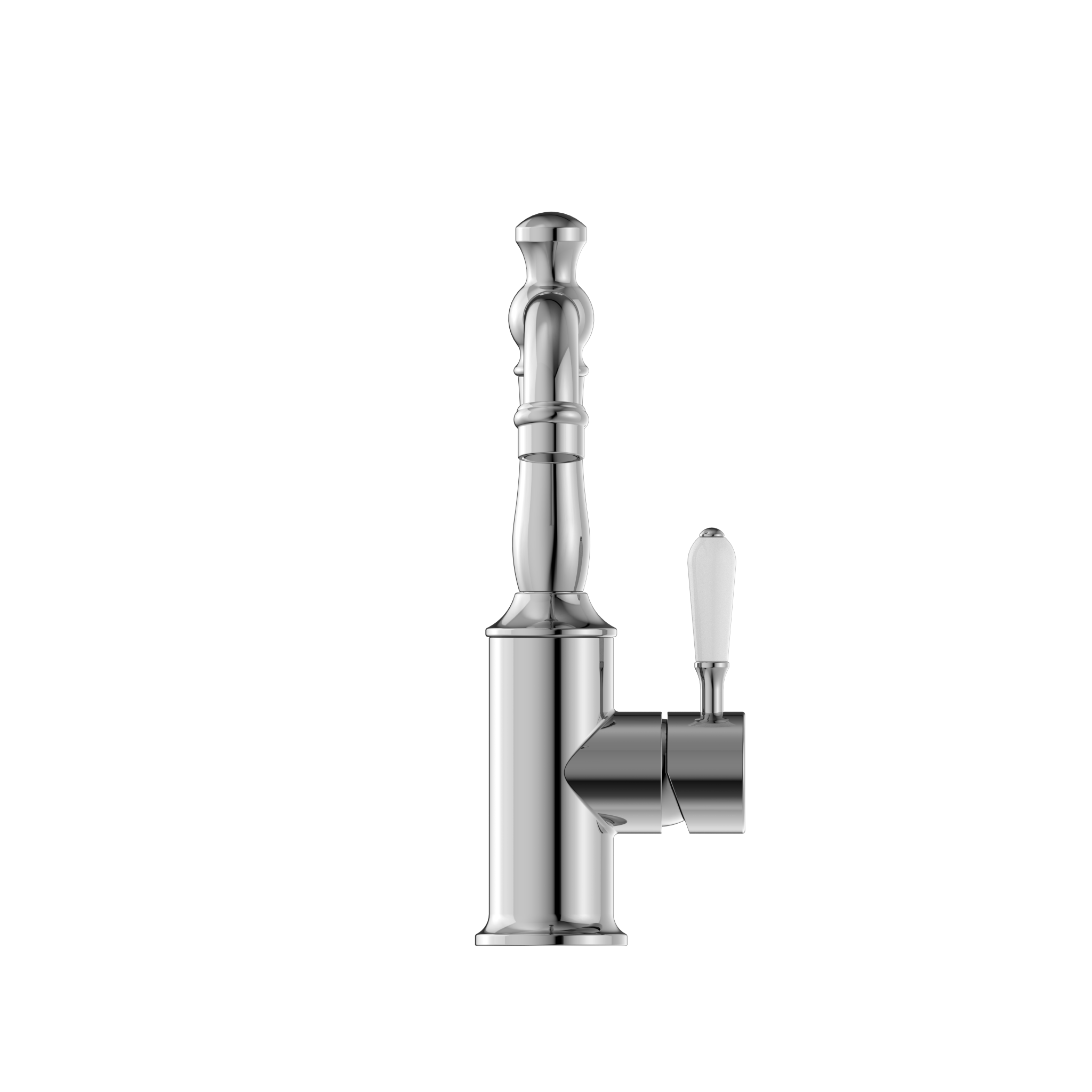 York Basin Mixer Hook Spout With White Porcelain Lever Chrome
