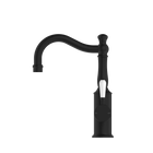 York Basin Mixer Hook Spout With White Porcelain Lever Matte Black
