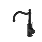 York Basin Mixer Hook Spout With White Porcelain Lever Matte Black