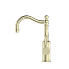York Basin Mixer Hook Spout With Metal Lever Aged Brass