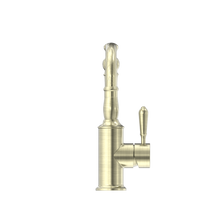 York Basin Mixer Hook Spout With Metal Lever Aged Brass