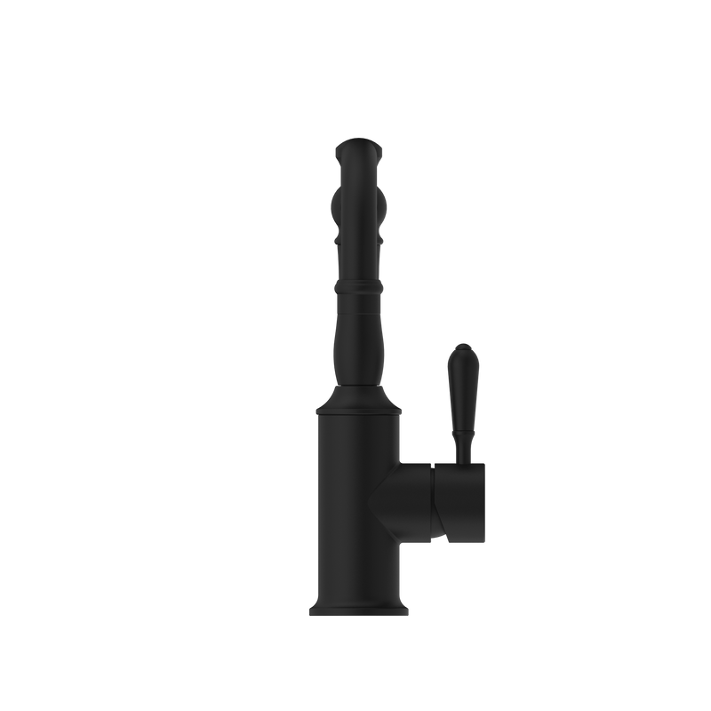 York Basin Mixer Hook Spout With Metal Lever Matte Black