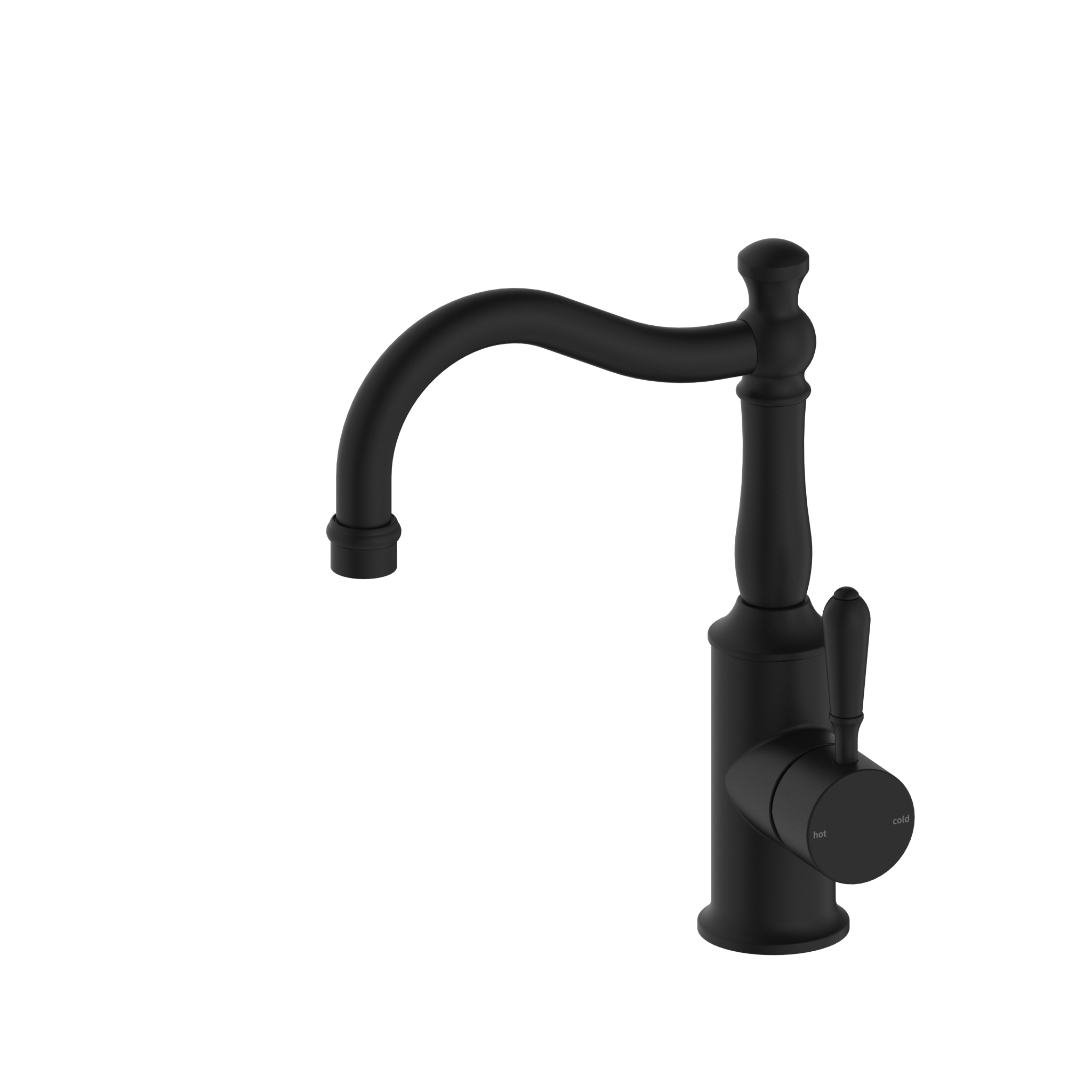York Basin Mixer Hook Spout With Metal Lever Matte Black