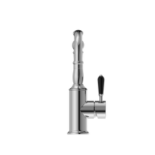 York Basin Mixer Hook Spout With Black Porcelain Lever Chrome