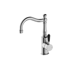 York Basin Mixer Hook Spout With Black Porcelain Lever Chrome