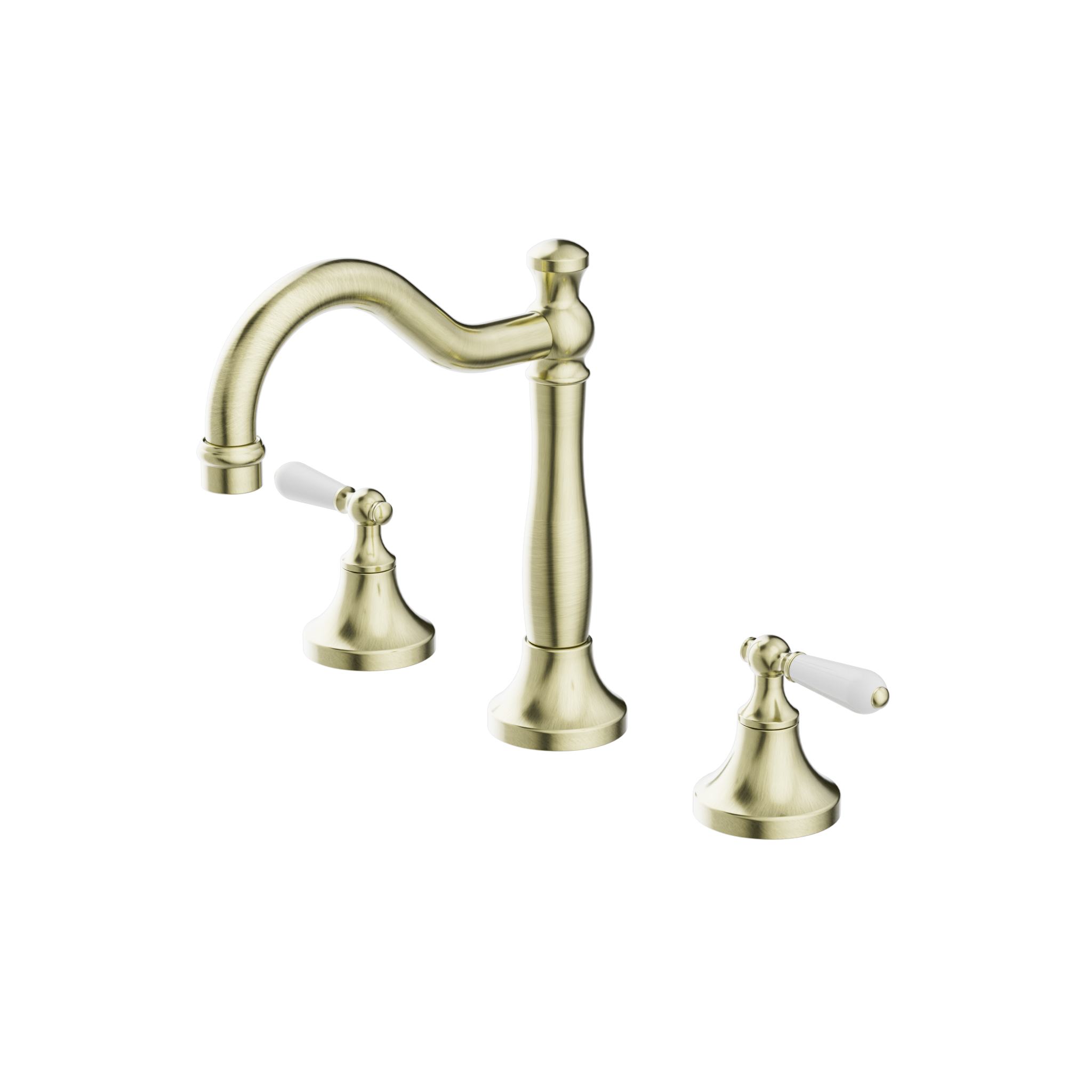 York Basin Set With White Porcelain Lever Aged Brass