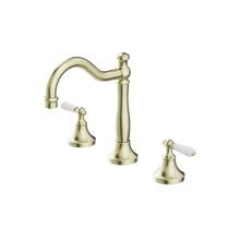 York Basin Set With White Porcelain Lever Aged Brass