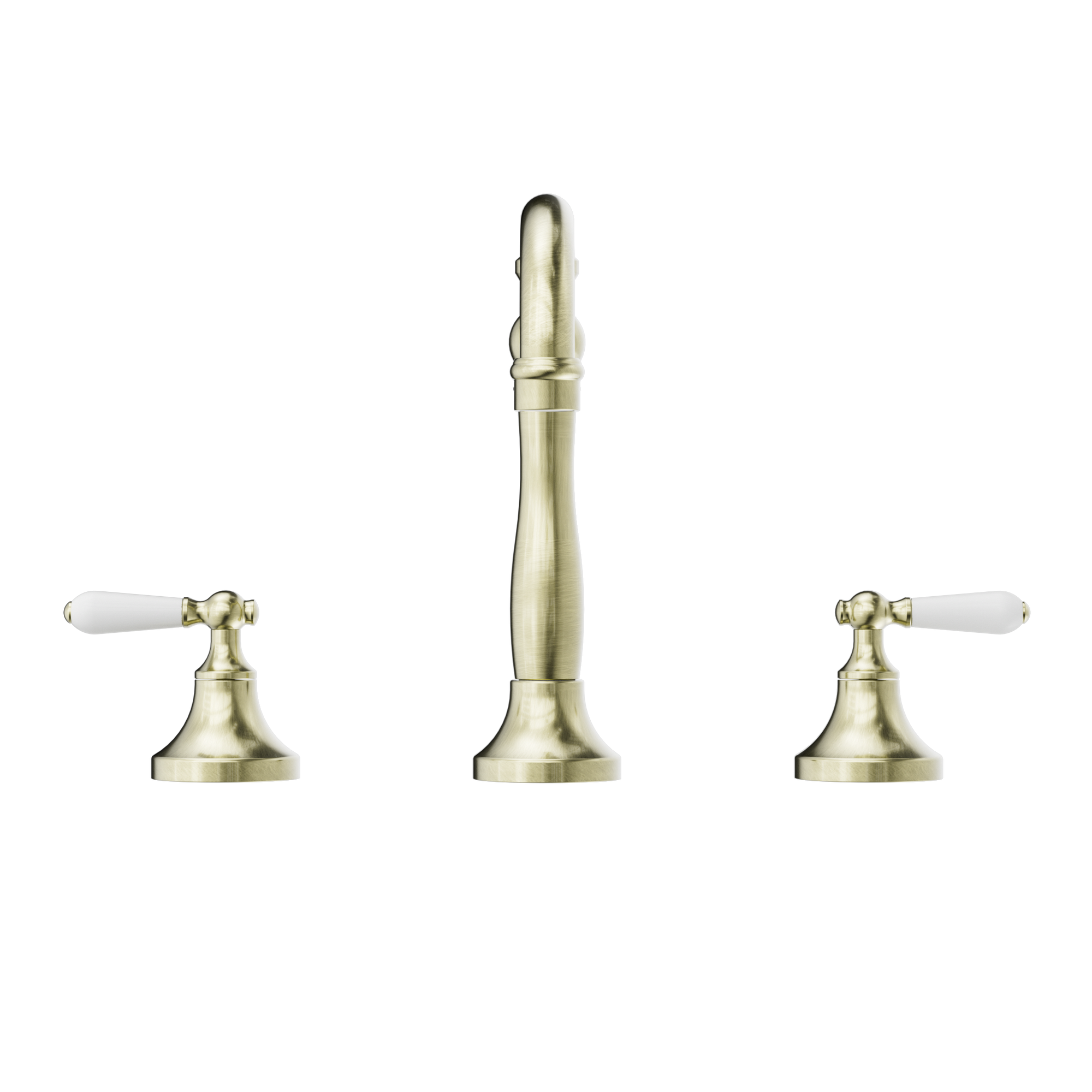 York Basin Set With White Porcelain Lever Aged Brass
