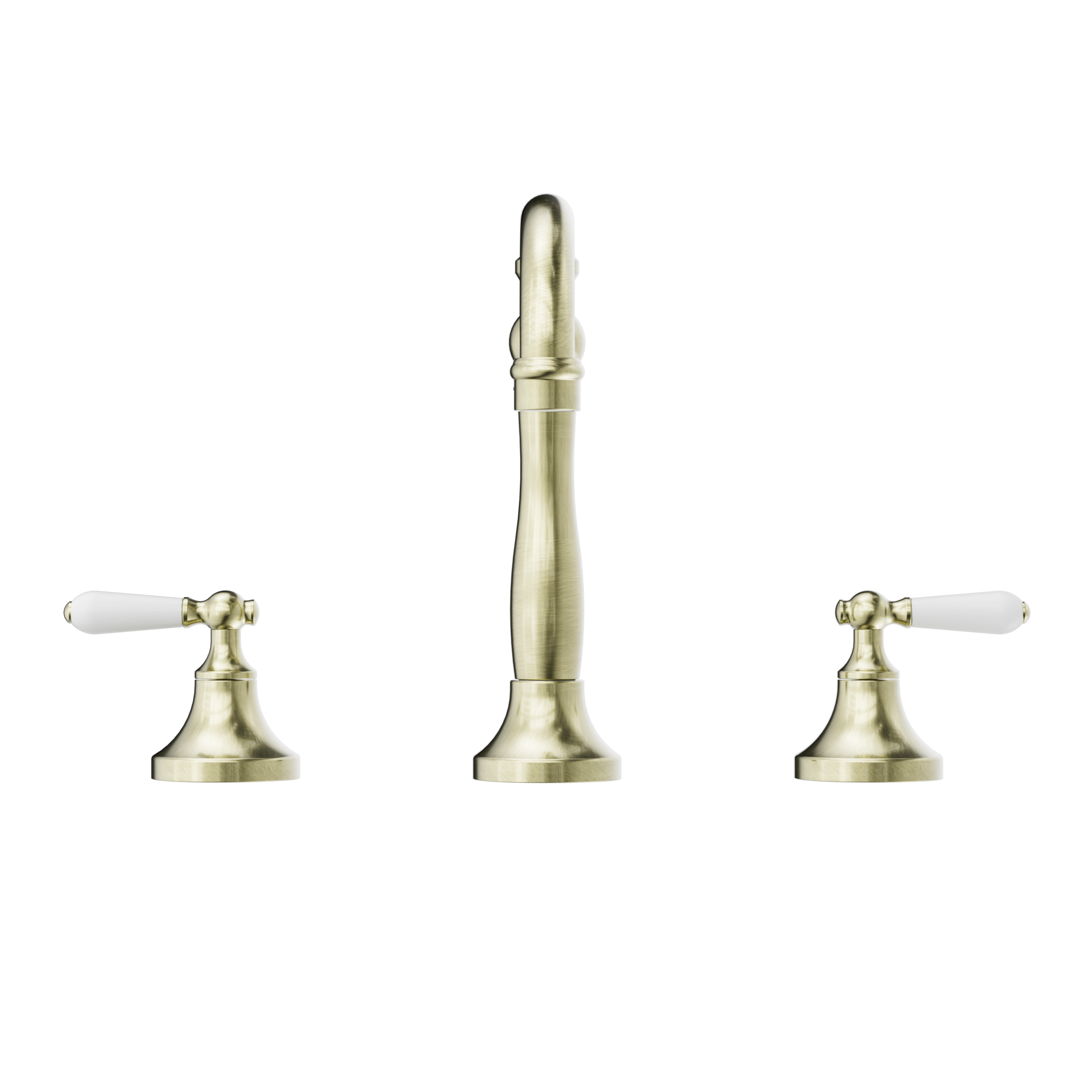 York Basin Set With White Porcelain Lever Aged Brass